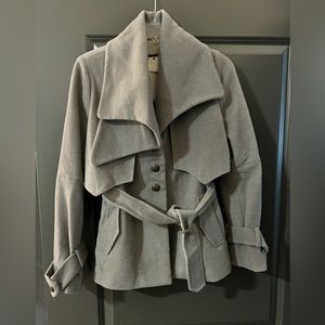 Mike Gonzalez Grey wool mini trench coat